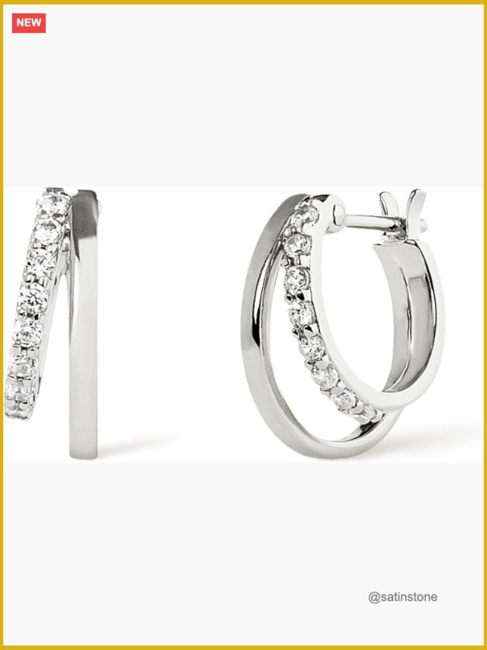 Double Hoop Earrings - 14K Gold Plated & Silver Rhodium Huggies -